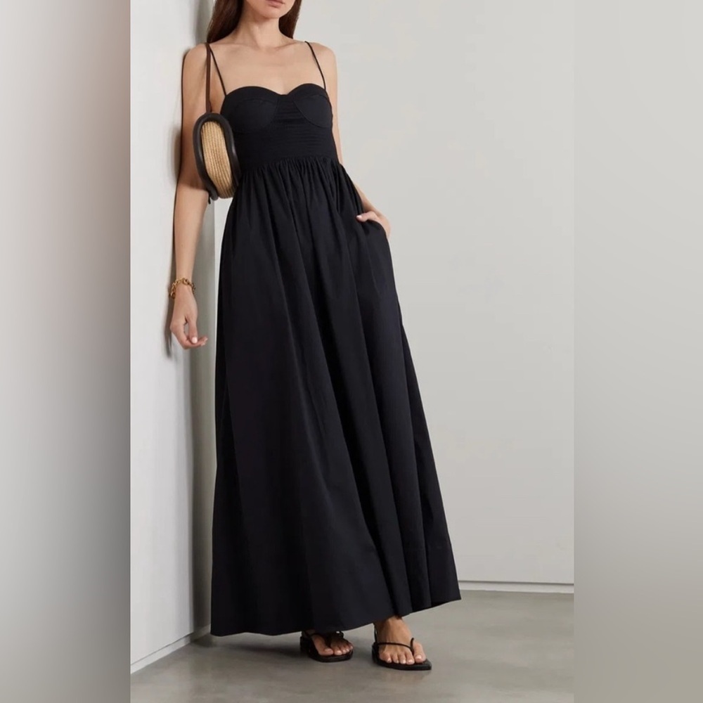 STAUD Landry Black Maxi Dress Size L NWT 350$ - Picture 4 of 13